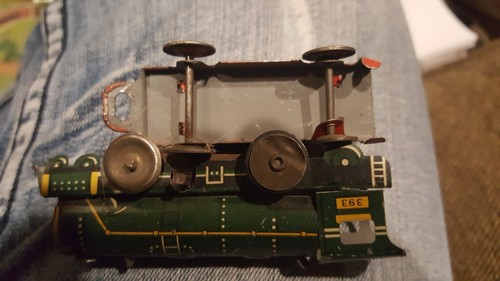 Vintage Tin Railroad and 2 Trains and 1 flat bed