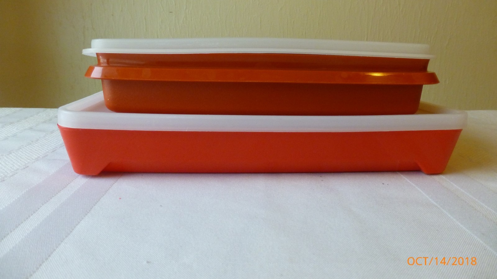 Vintage Tupperware Meat Marinade Lunch Meat Keeper Paprika Red Set of 2