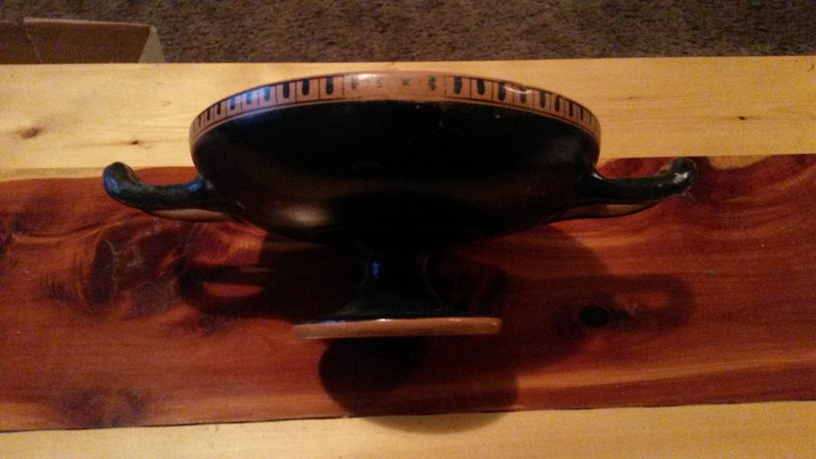 Greek/Roman pottery footed kylix wine cup reproduction replica red figure