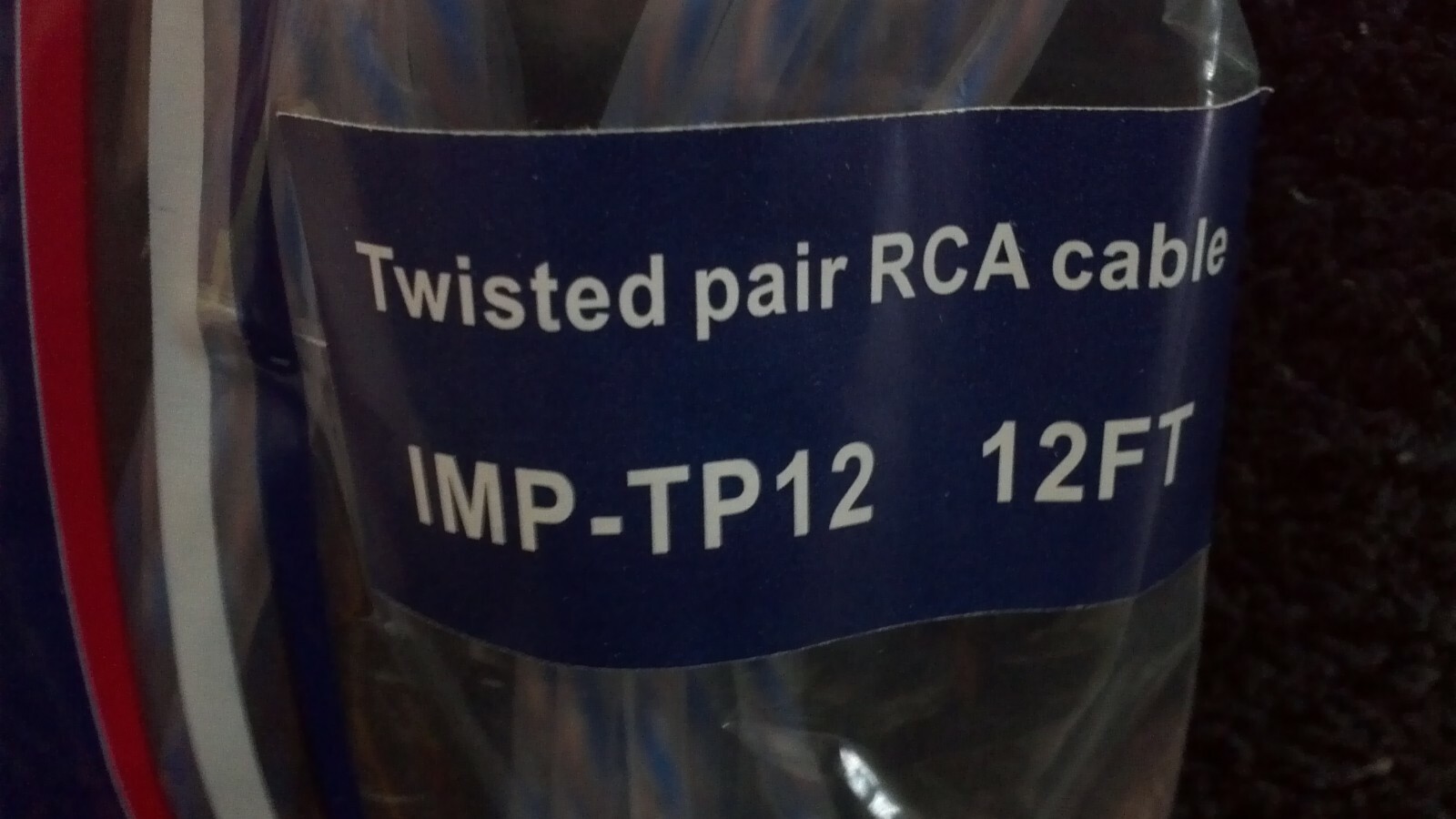 NEW IMPULSE 12 FT PREMIUM BLUE CLEAR OXYGEN FREE TWISTED PAIR RCA CABLE IMPTP12