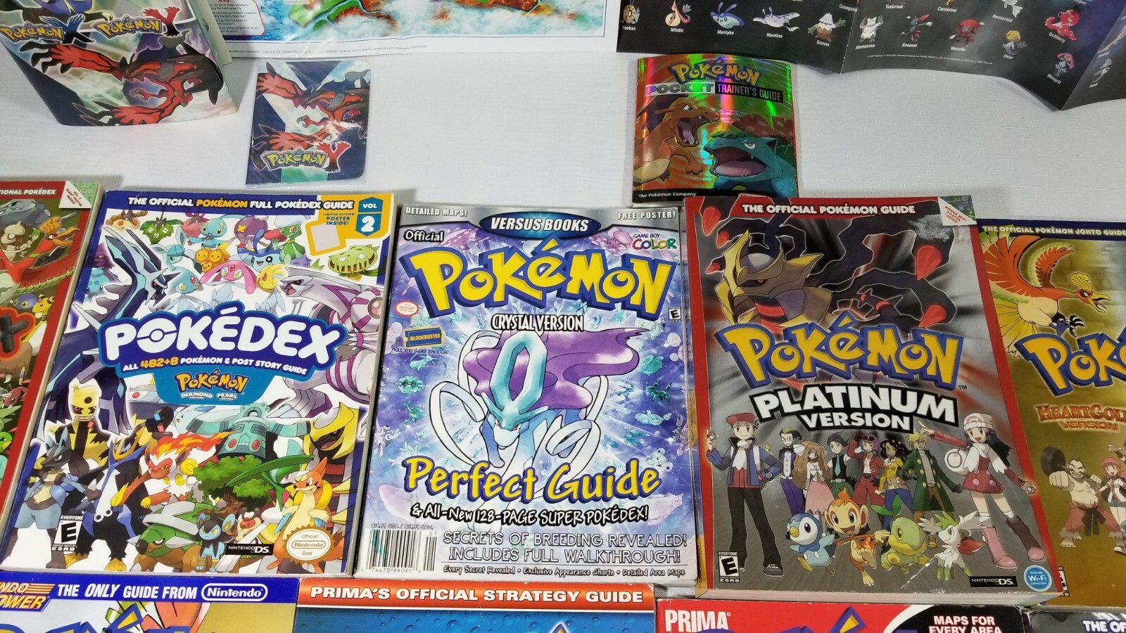 Huge POKEMON X Y Strategy Game Player’s Guides Pokedex Posters Lot Nintendo Book