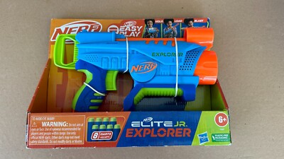 Nerf Elite Jr Explorer Easy-Play Toy Blaster, Easy Hold & Load & Blast, 8 Nerf