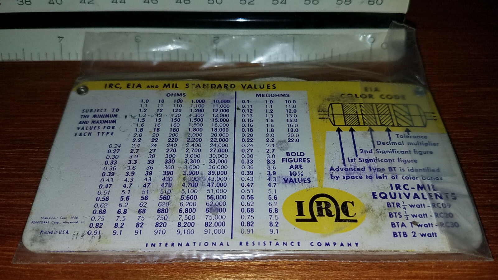 Vintage 1958 IRC Resist-O-Guide RETMA Resistor Color Decoder Nitze's Electronics