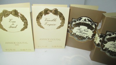 Annick Goutal 4 piece dabber vials w cards eau du sud,Vanille&les Nuits d'Hadrie