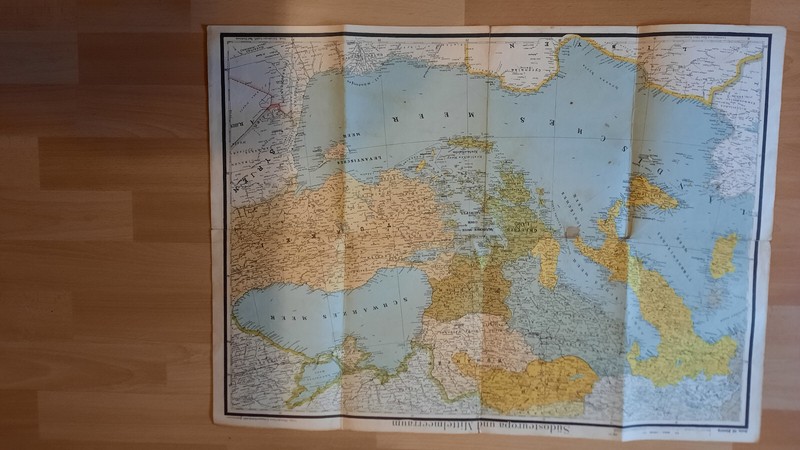 Farbige Landkarte SÃ¼Deuropa Mittelmeerraum Um 1920  50 X 68 Cm 