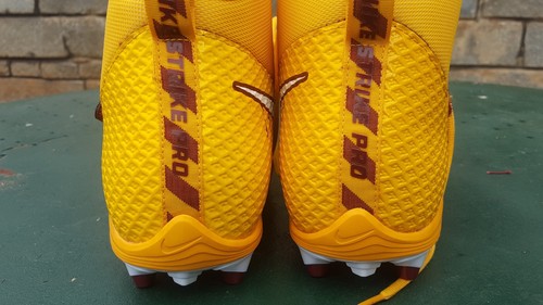 Men's Nike LunarBeast Strike Pro TD Football Cleats, Maroon/YLW/White Size 14