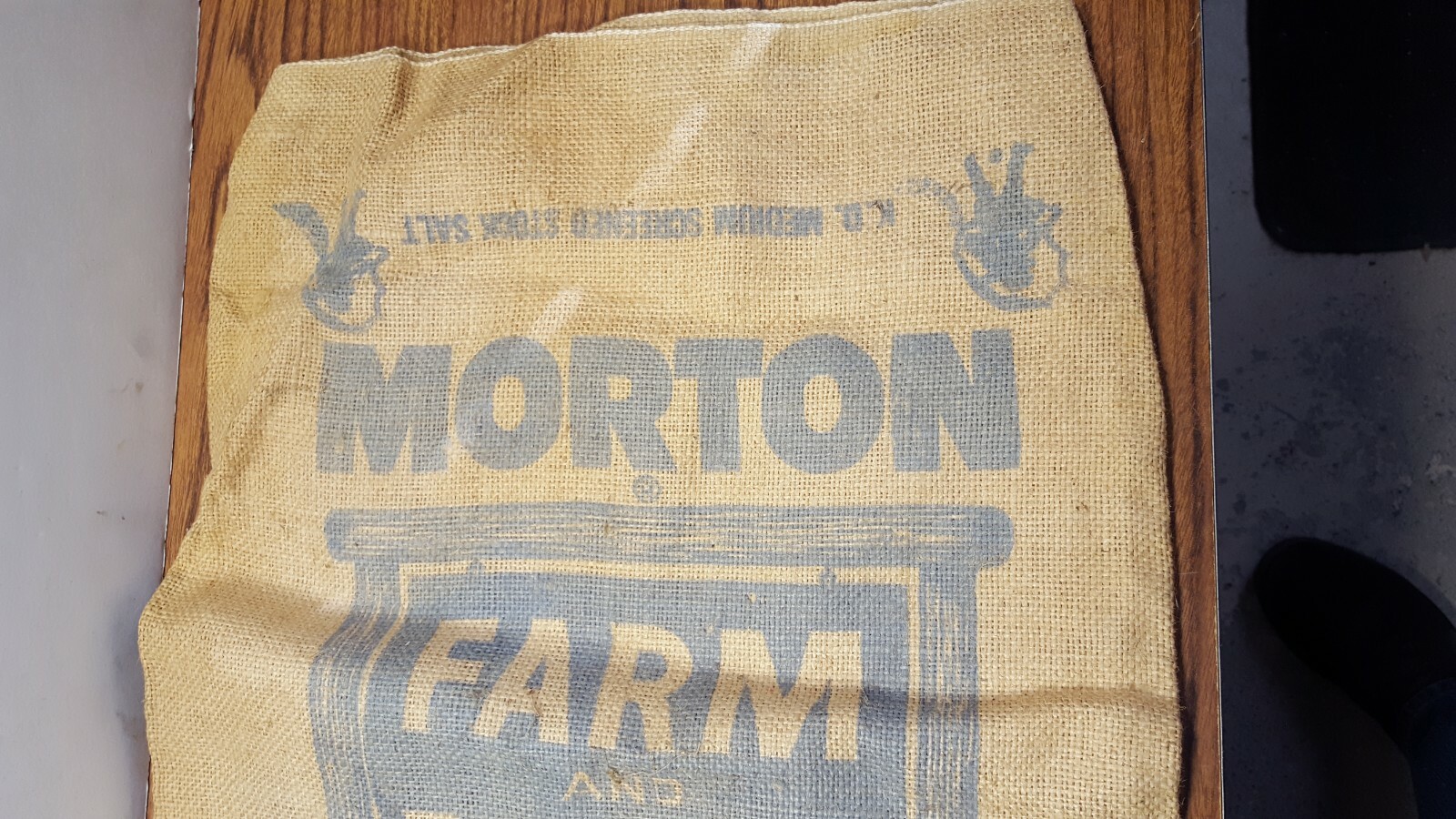 RARE Vintage MORTON Chicago, IL FARM & RANCH 50 Lb Burlap STOCK SALT Bag Sack
