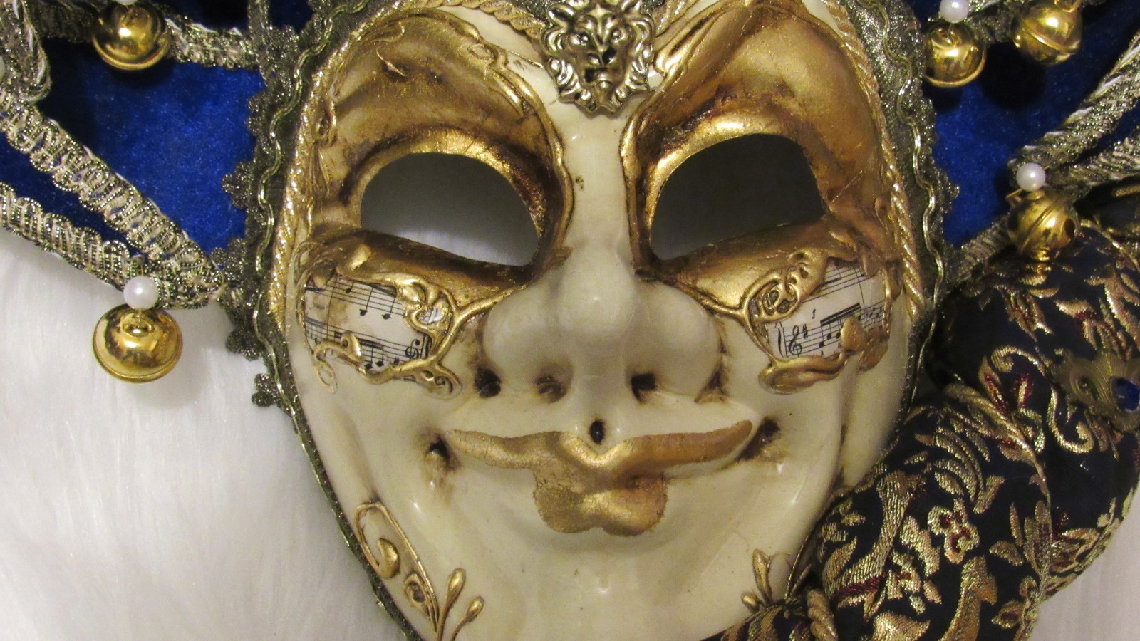 MASCHERA DEL GALEONE~ITALY~HAND MADE VENEZIA MASK~ handheld blu/gold