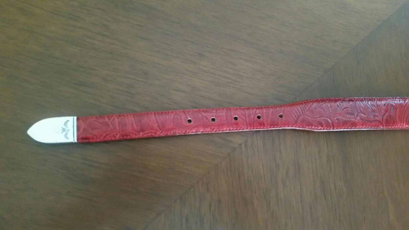 Vintage Justin Women's Red Leather Belt Size 28 523RD 29