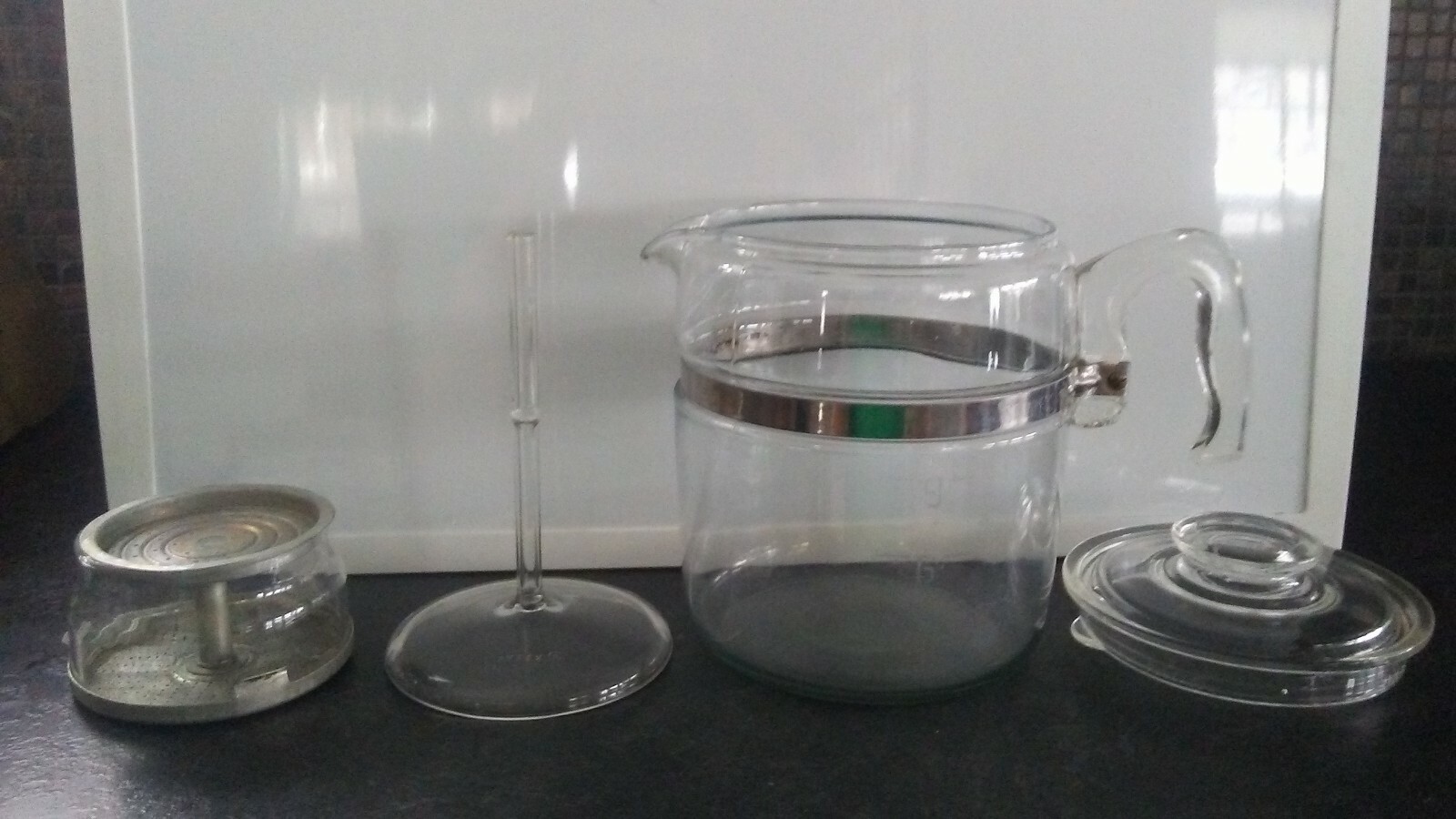 Vintage Pyrex 7759B 9 Cup Glass Flameware   Stovetop Coffee Pot Percolator & Lid