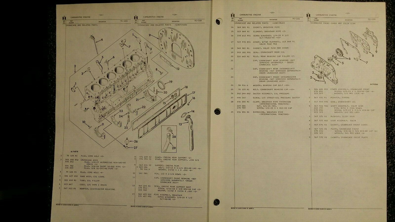 IH ORIGINAL PUBLICATION PARTS MANUAL FOR 806 & 2806 TRACTORS TC100  JULY/1963