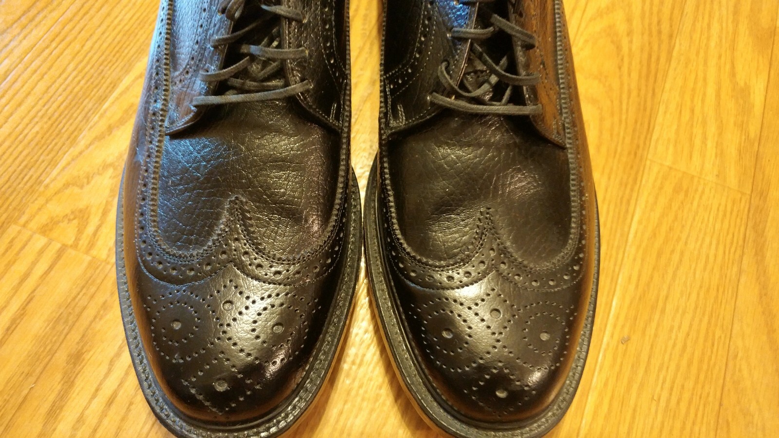 Vintage Hanover Black Wingtip Oxford Shoes Size 12 Medium