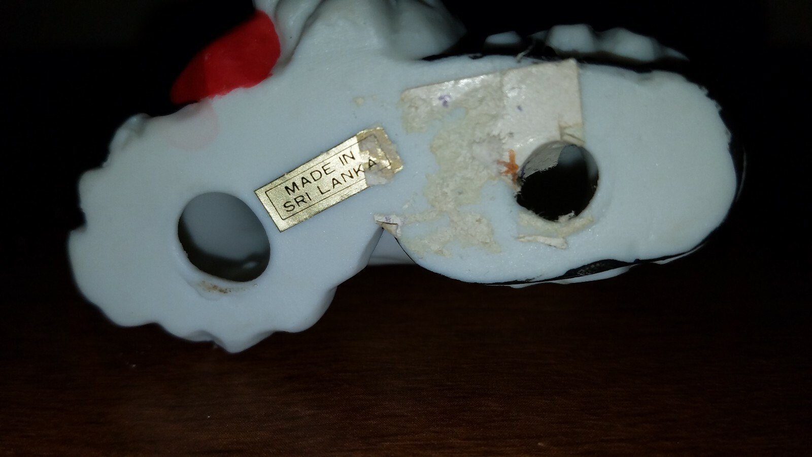 Porcelain Clown Figurine Holding Red Heart, Made in Sri Lanka, 2 1/2