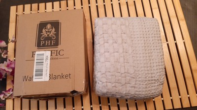 PHF 100% Cotton Waffle Weave Throw Blanket Washed Lightweight Lt. Gray  , 50x60