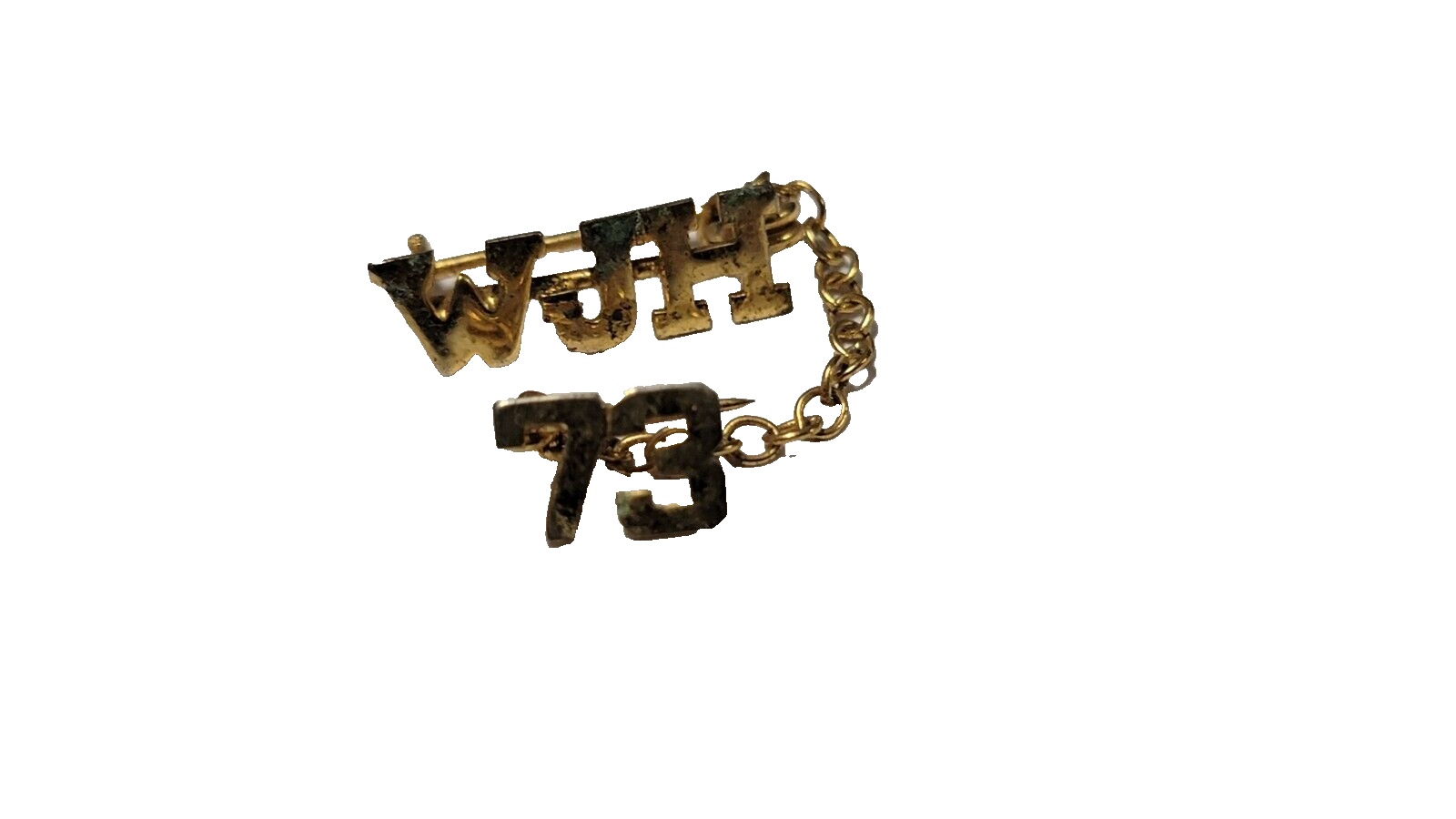 VINTAGE 1973 WJH HIGH SCHOOL PIN w/ Hanging 73 Chain Pin