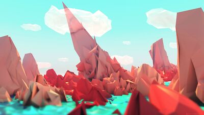 Landscape polygon art sketches cyan Custom Gaming Mat Desk