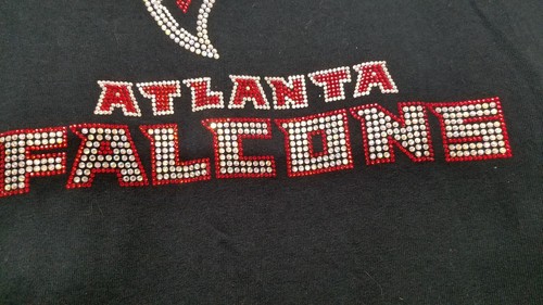 Gildans NFL Football ATLANTA FALCONS Womens Size SMALL RHINESTONE Tee SMALL EUC