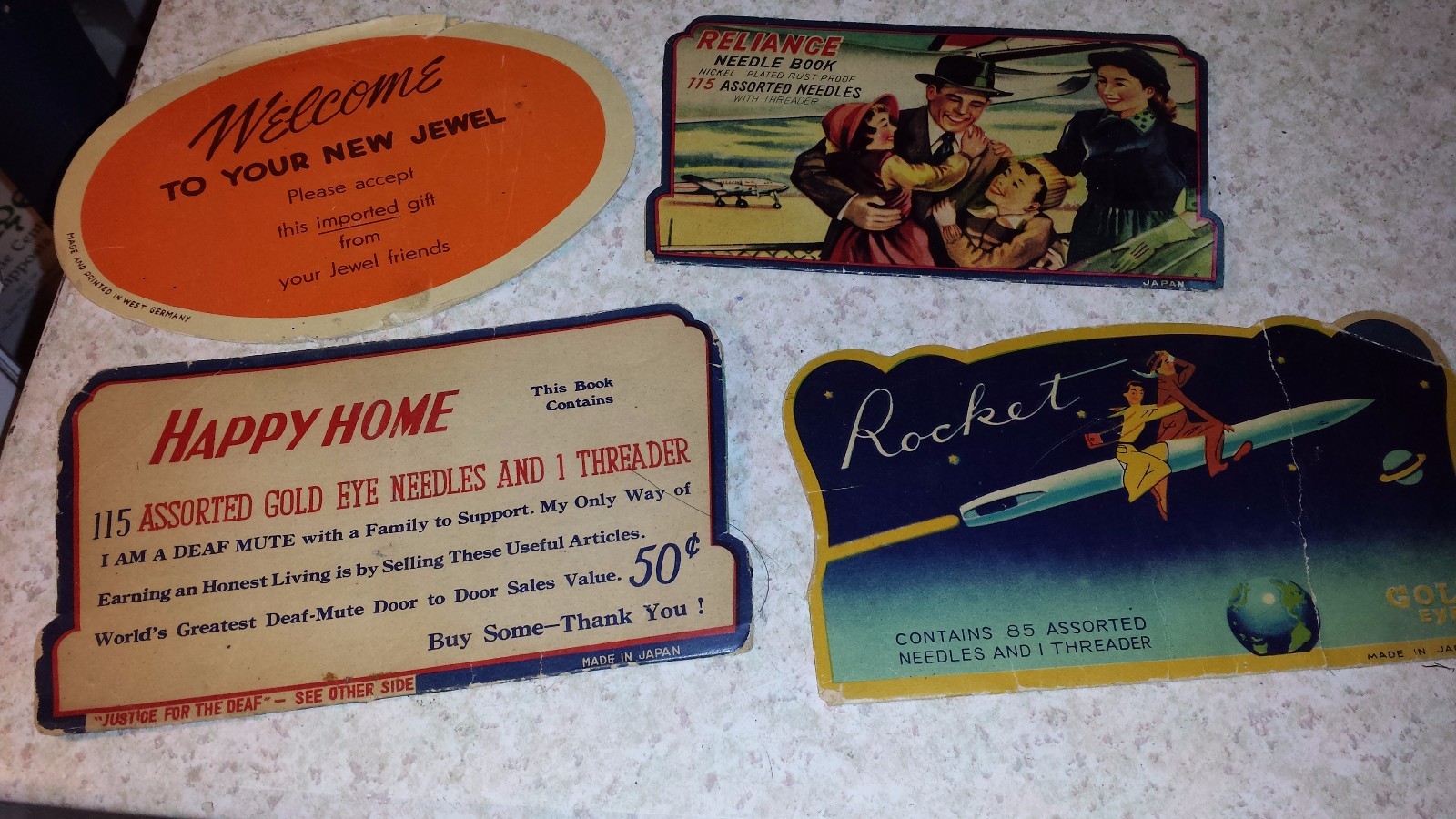 VINTAGE NEEDLE PACKS ADVERTISING NEEDLE PACKS LOT OF 4 AS IS