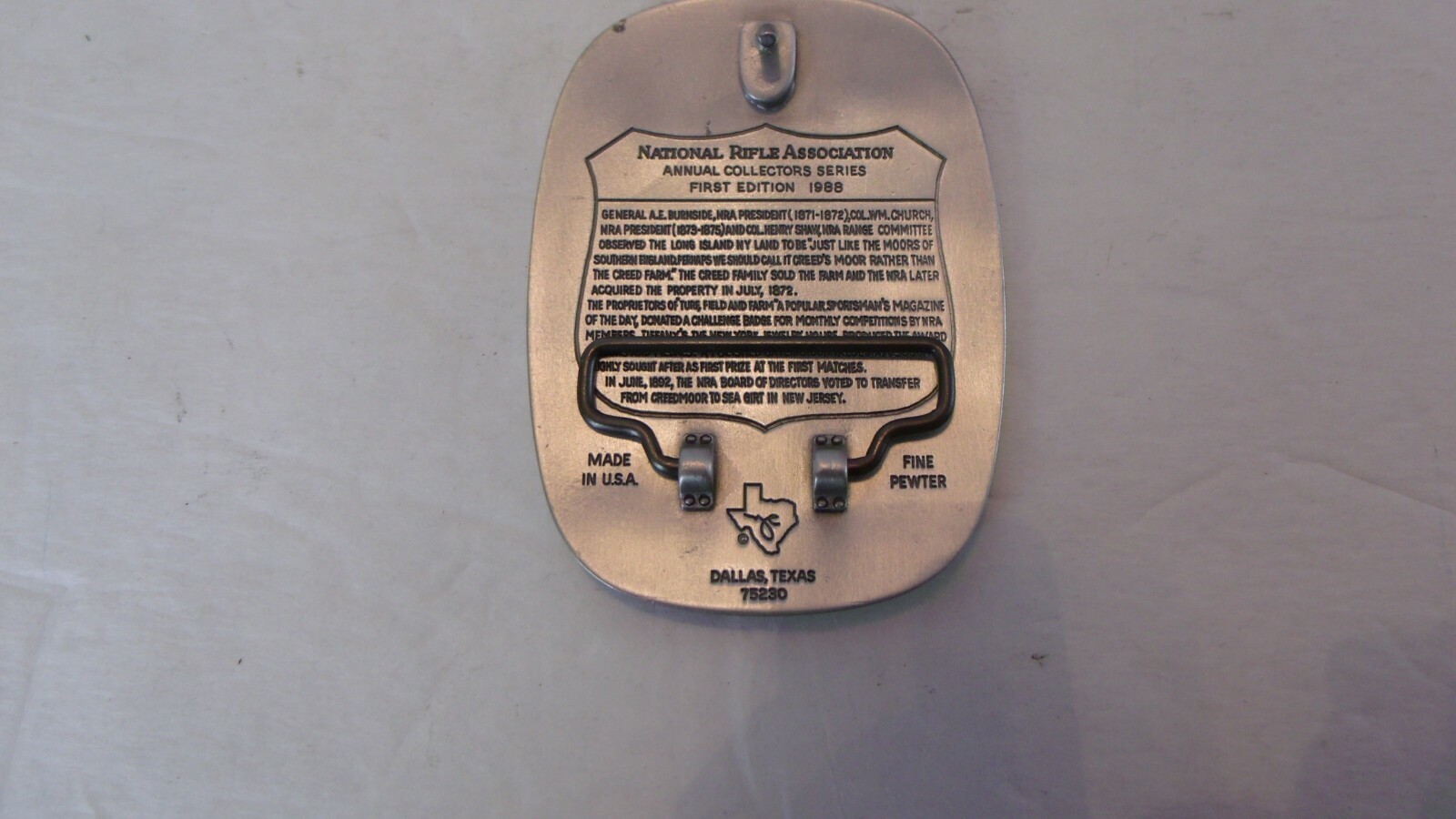 New 1988 NRA BELT BUCKLE FIRST EDITION CREEDMOOR