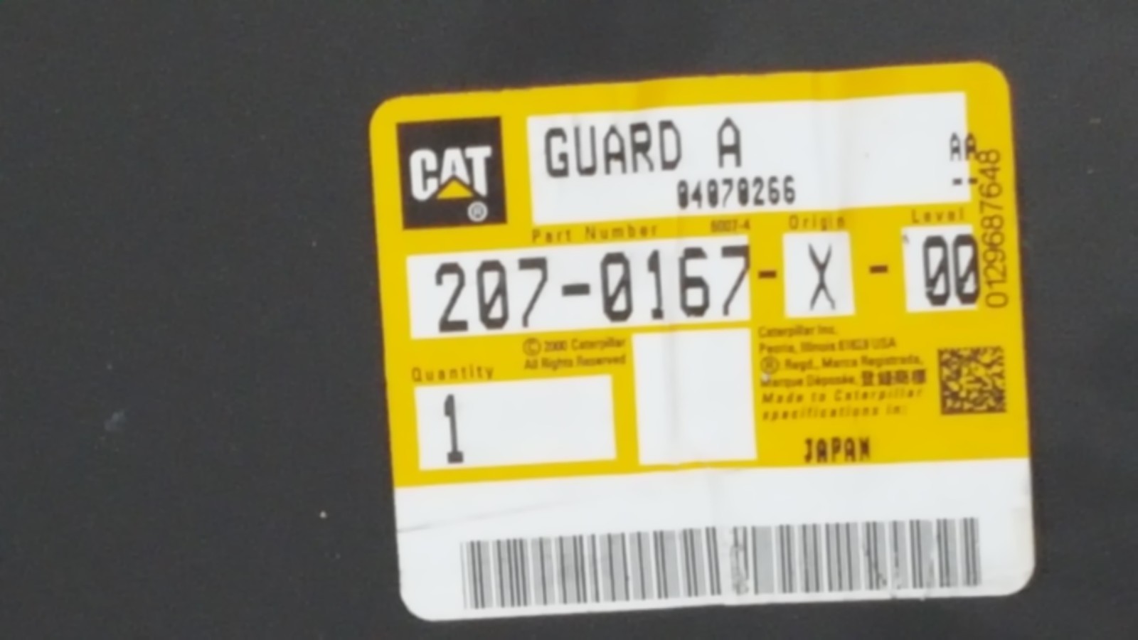 Caterpillar, 207-0161, 0164 & 0167 EXCAVATOR Folding Black Metal Vandalism Guard