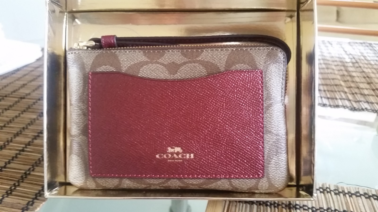 NWT COACH Metallic corner zipper wristlet wallet MSRP $85.00