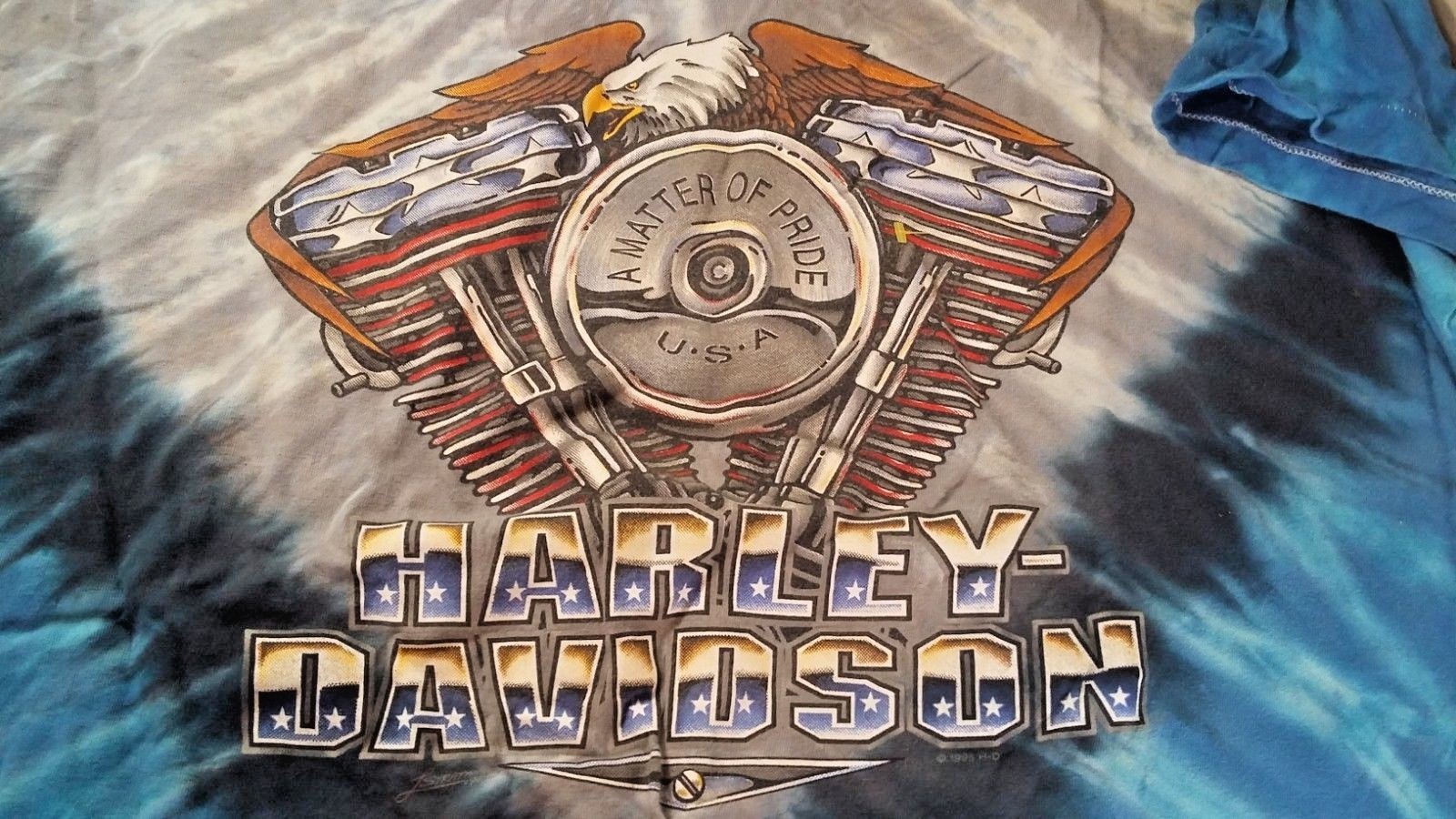 Harley-Davidson VTG 1995 TyeDye  Short Sleeve Graphic T-Shirt SZ 2XL Blue