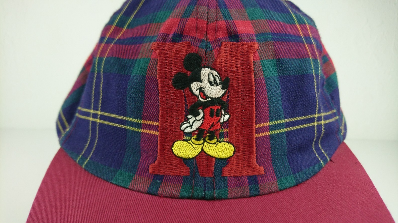 Vintage Walt Disney Mickey Mouse Tartan Plaid Cap Goofys Hat Unstructured Adult
