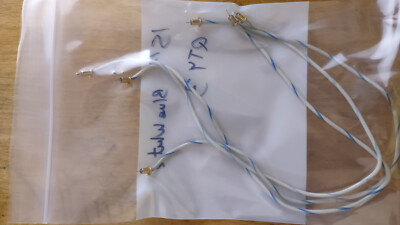 Three white/blue Tektronix 15  Peltola RF Cables from scope plug ins