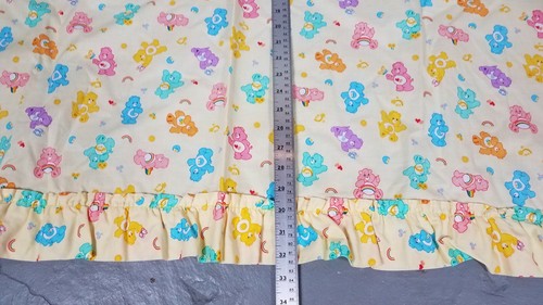Pair of Vintage Care Bears Curtains 1980s yellow Rainbows 32x41