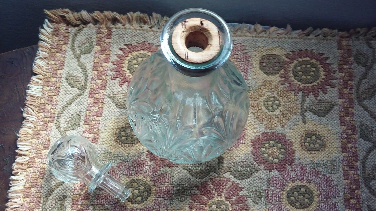 Vintage Cut Glass Decanter*Pretty Cut Glass with Sunburst Design**50% Off SALE