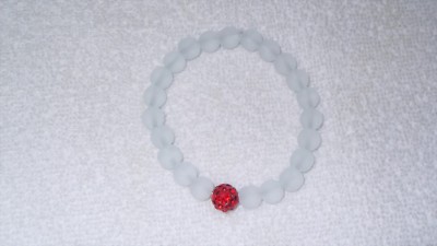 Frosted Glass White Red Ruby Disco Ball Bead Stretch Bracelet Jewelry Gay Dance