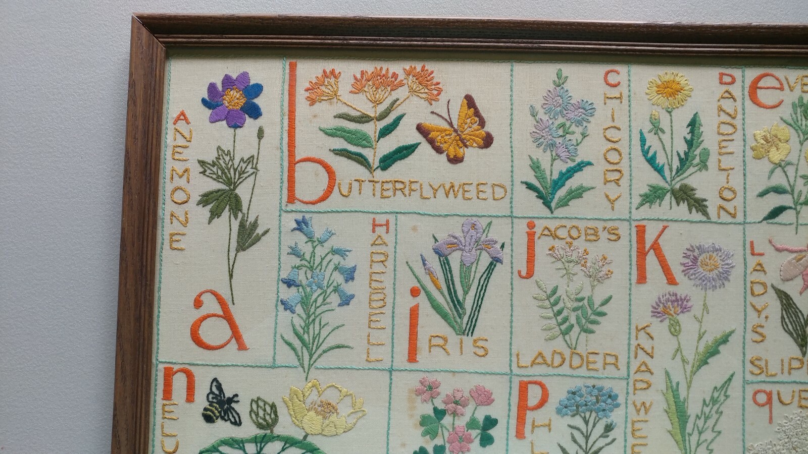 Vintage Alphabet Sampler Needlepoint Flowers