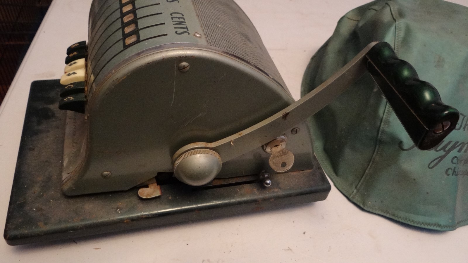 Vintage Paymaster S-1000 Check Writer Embosser Stamper With Key Turquoise