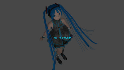 Anime new age blender 3d blue hair long hatsune miku Playmat Gaming Mat