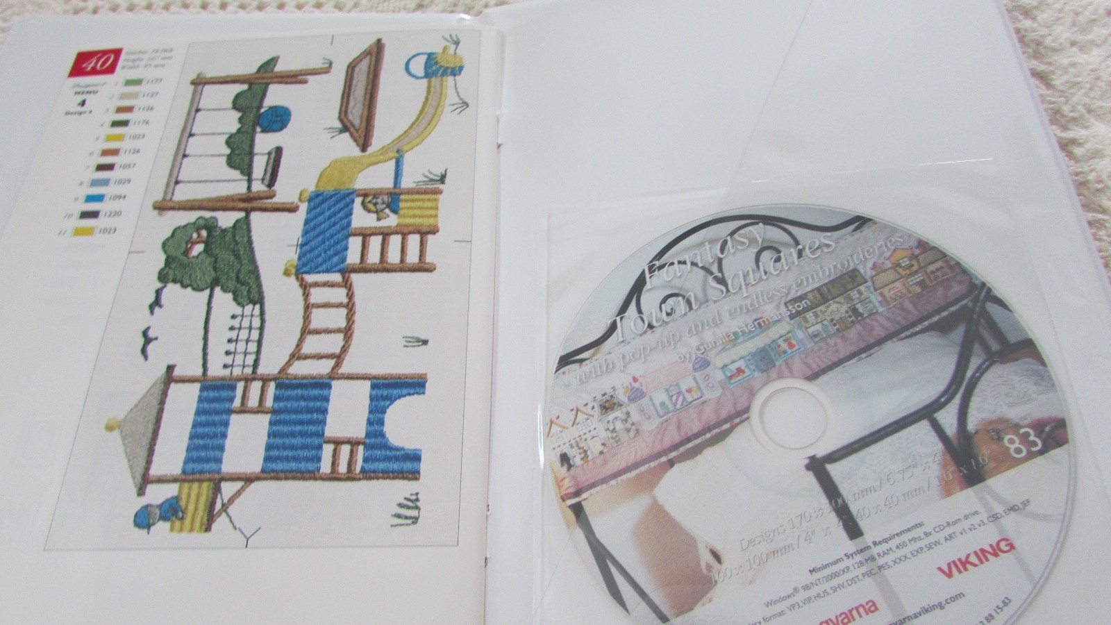 Nice Pre-Own Husqvarna Viking Emb Disk 83 FANTASY TOWN SQUARES Designer 1 & PC