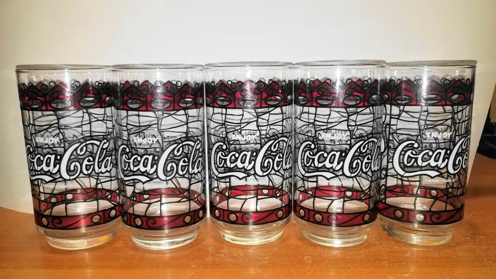 5 VINTAGE COCA-COLA COKE DRINKING GLASSES TIFFANY STYLE