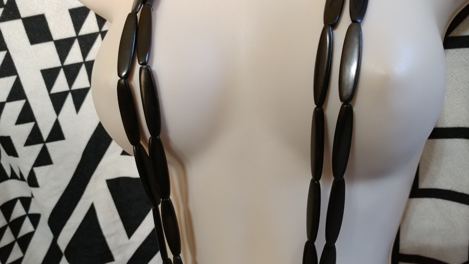 Vintage 44'' Long Double Strand Natural Horn Necklace