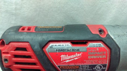 Milwaukee 2462-20 M12 12v 1/4