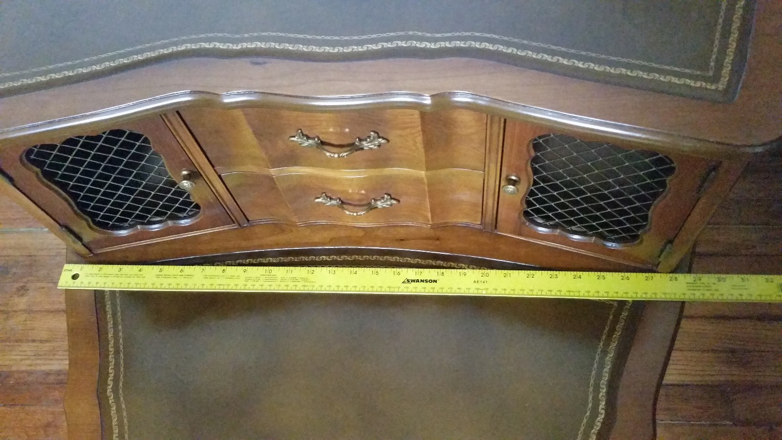 Vintage Mahogany Leather Top  Corner End Table