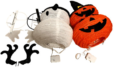 Halloween Decorations, 3 FT Pop Up Collapsible Pumpkin Ghost, Pre-Lit LED Combo