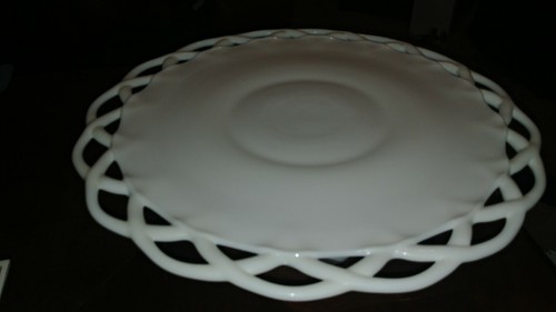 Vintage Milk glass pedestal cake plate