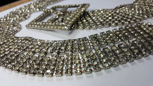 Vintage Art Deco Pave Prong Set Crystal Rhinestone Dress Belt Parts Replacement