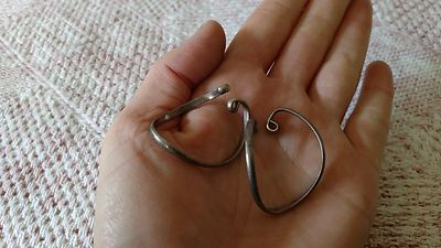 Choice Vintage CLIP earrings artisan silver wire wrap hoop sterling? BOHO MOD