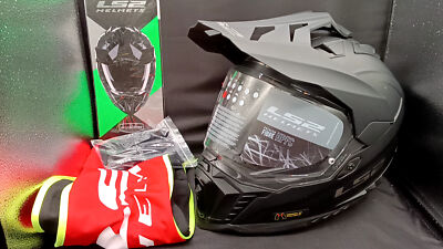 ls2 Explorer XT Solid Adventure Motorcycle Helmet SunShield Matte Black Gray XL