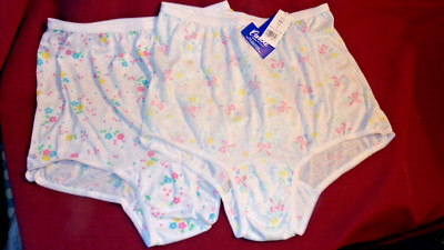 Retro Look! Girly Brief Panties 2 Pr size 6 by Carole Pretty Prints cotton/poly
