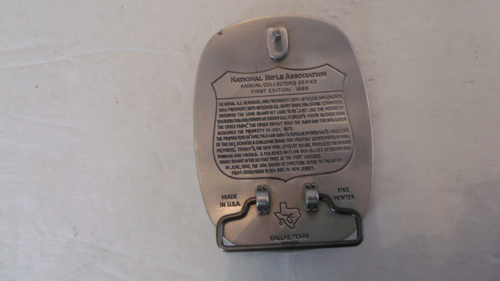 New 1988 NRA BELT BUCKLE FIRST EDITION CREEDMOOR