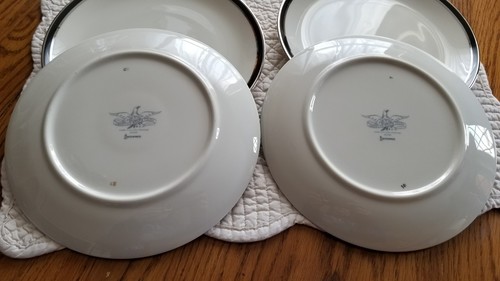 American Manor China Ebony Interpace Salad Plates Set of 4