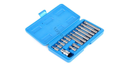 15 tlg Ratsche Bitsatz Torx Bitset Steckschlüsselsatz T 20 - T 55 Adapter 1/2'' 