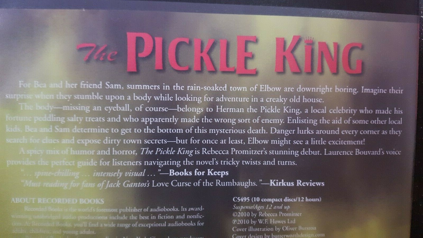 Recorded Books- The pickle King By Rebecca Promitzer 10 Disc Set
