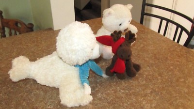 LOT 3 Animal Adventure Plush Stuffed White Seal Sea Lion,Bear,Christmas Moose